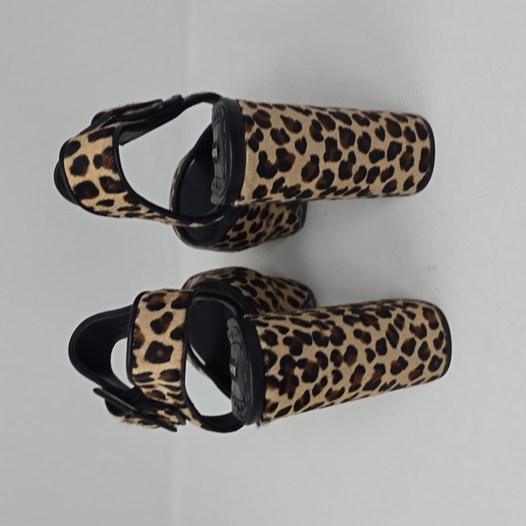 Alice + Olivia Mini Leopard Platform Open Toe Heel Sandals Size 37.5 - Picture 4 of 6